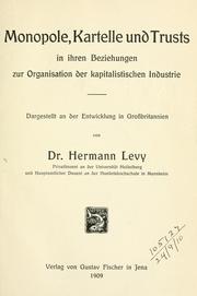 Cover of: Monopole, Kartelle und Trusts by Hermann Levy