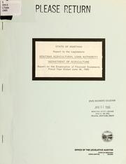 Cover of: Montana Agricultural Loan Authority, Department of Agriculture by Montana. Legislature. Office of the Legislative Auditor., Montana. Legislature. Office of the Legislative Auditor.