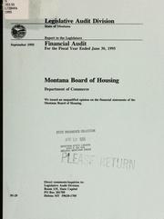 Cover of: Montana Board of Housing, Department of Commerce financial audit for the fiscal year ended June 30, ... by Montana. Legislature. Legislative Audit Division., Montana. Legislature. Legislative Audit Division.