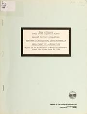 Cover of: Montana Agricultural Loan Authority, Department of Agriculture by Montana. Legislature. Office of the Legislative Auditor.