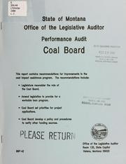 Montana Coal Board by Montana. Legislature. Office of the Legislative Auditor.