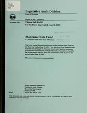 Cover of: Montana State Fund by Montana. Legislature. Legislative Audit Division., Montana. Legislature. Legislative Audit Division.