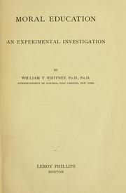 Cover of: Moral education by Whitney, William T.