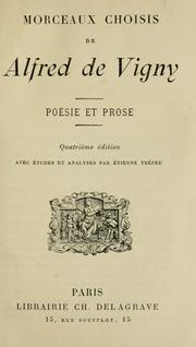 Cover of: Morceaux choisis de Alfred de Vigny by Alfred de Vigny