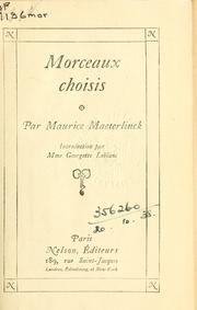 Cover of: Morceaux choisis.