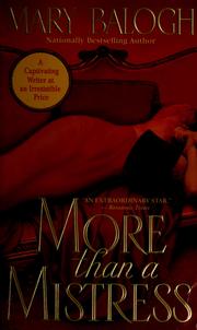 Cover of: More than a mistress by Mary Balogh