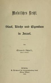 Cover of: Mosaisches Recht: Staat, Kirche und Eigentum in Israel