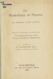 Cover of: Mostellaria. by Titus Maccius Plautus