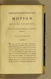 Cover of: Motion de M. de Cocherel: député de Saint-Domingue, à 'Assemblée nationale. Séance du 10 Octobre 1789