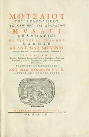 Cover of: Mousaiou tou grammatikou Ta kath'Hr kai Leandron. by Musaeus Grammaticus
