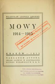 Cover of: Mowy 1914-1915. by Marek Jaworski