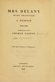 Cover of: Mrs. Delany (Mary Granville) by George Paston