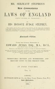 Cover of: Mr. Serjeant Stephen's new commentaries on the laws of England by Henry John Stephen