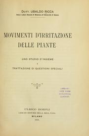 Cover of: Movimenti d'irritazione delle piante by Ubaldo Ricca
