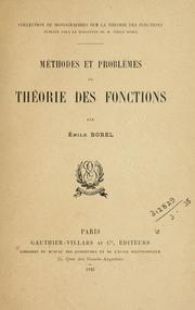 Cover of: Méthodes et problèmes de théorie des fonctions