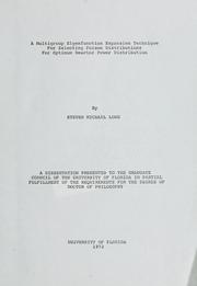 Cover of: A multigroup eigenfunction expansion technique for selecting poison distributions for optimum reactor power distribution. by Steven Michael Long