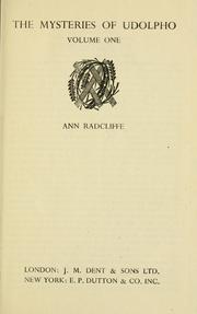 Cover of: The Mysteries of Udolpho, Vol. 1 of 2