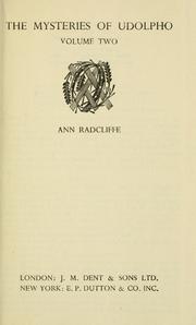 Cover of: The Mysteries of Udolpho, Vol. 2 of 2 by Ann Radcliffe