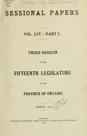 Cover of: ONTARIO SESSIONAL PAPERS. by Ontario. Legislative Assembly., Ontario. Legislative Assembly.