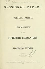 Cover of: ONTARIO SESSIONAL PAPERS. by Ontario. Legislative Assembly.