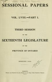 Cover of: ONTARIO SESSIONAL PAPERS. by Ontario. Legislative Assembly.