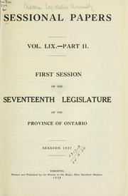 Cover of: ONTARIO SESSIONAL PAPERS. by Ontario. Legislative Assembly.