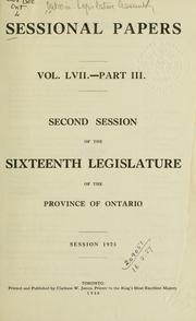 Cover of: ONTARIO SESSIONAL PAPERS. by Ontario. Legislative Assembly.