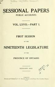 Cover of: ONTARIO SESSIONAL PAPERS. by Ontario. Legislative Assembly.