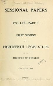 Cover of: ONTARIO SESSIONAL PAPERS. by Ontario. Legislative Assembly.