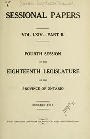 Cover of: ONTARIO SESSIONAL PAPERS. by Ontario. Legislative Assembly.