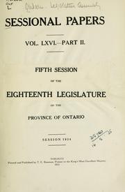 Cover of: ONTARIO SESSIONAL PAPERS. by Ontario. Legislative Assembly.