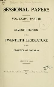 Cover of: ONTARIO SESSIONAL PAPERS. by Ontario. Legislative Assembly.