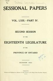 Cover of: ONTARIO SESSIONAL PAPERS. by Ontario. Legislative Assembly., Ontario. Legislative Assembly.