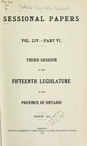 Cover of: ONTARIO SESSIONAL PAPERS. by Ontario. Legislative Assembly.