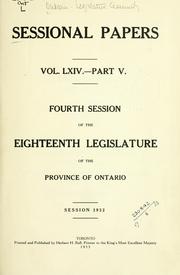 Cover of: ONTARIO SESSIONAL PAPERS. by Ontario. Legislative Assembly.