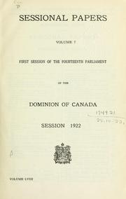 Cover of: Sessional papers of the Dominion of Canada