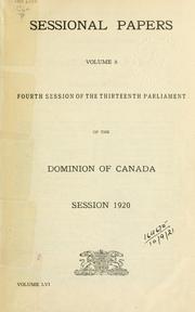 Cover of: Sessional papers of the Dominion of Canada | Canada. Parliament.