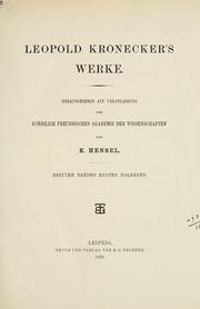 Cover of: Werke. by Leopold Kronecker