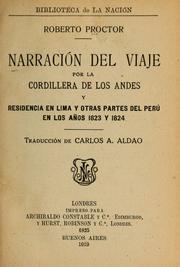 Cover of: Narración del viaje por la cordillera de los Andes.