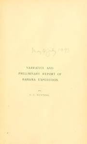 Cover of: Narrative and preliminary report of Bahama expedition by Charles Cleveland Nutting