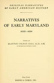 Cover of: Narratives of early Maryland, 1633-1684