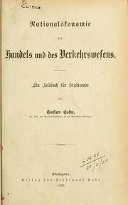 Cover of: Nationalökonomie des Handels und des Verkehrswesens.