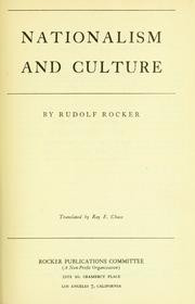 Cover of: Nationalism and culture by Rudolf Rocker