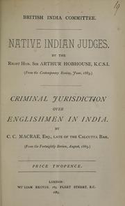 Cover of: Native Indian judges