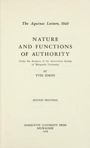 Cover of: Nature and functions of authority by Yves Simon