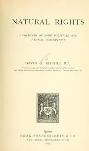 Cover of: Natural rights by David George Ritchie