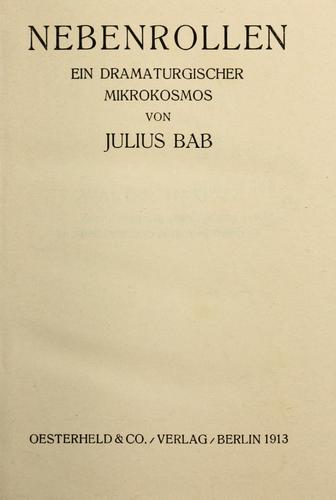 Nebenrollen by Julius Bab