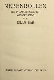 Cover of: Nebenrollen by Julius Bab