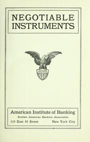 Cover of: Negotiable instruments.