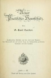 Cover of: Neuer poetischer Hausschatz by Gustav Emil Barthel